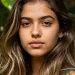 Jovem mulher de cabelo castanho longo, inscrita do PW Club